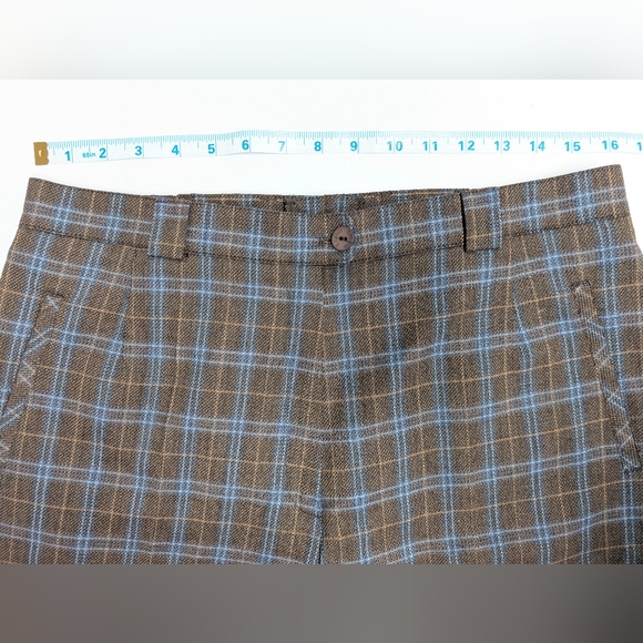 Vintage Eugen Klein Plaid Trousers Brown Blue Academia Chic 8/10 - Picture 6 of 10